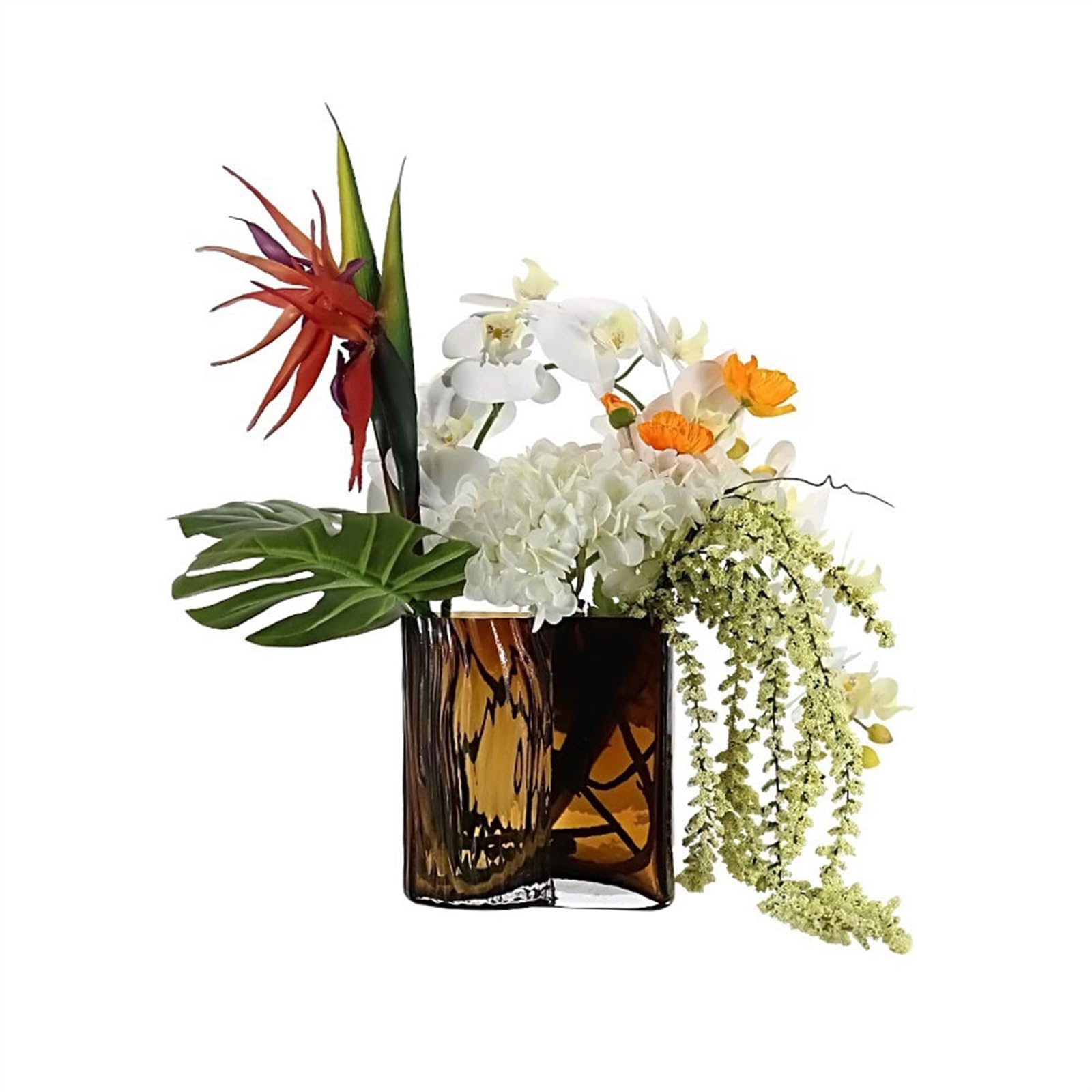 Arrangements floraux de table basse avec fleurs artificielles en vase pour salon de villa moderne
