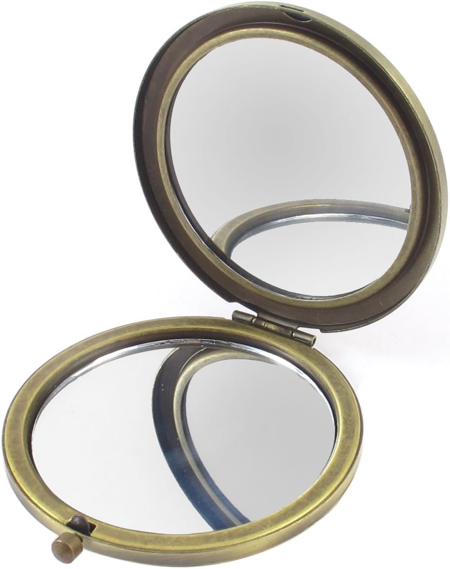 Ruilogod Hollow Flower Metal Magnifying Cosmetic Compact Mirror Bronze Tone (id: d50 bb6 a99 674 ed4 image 2