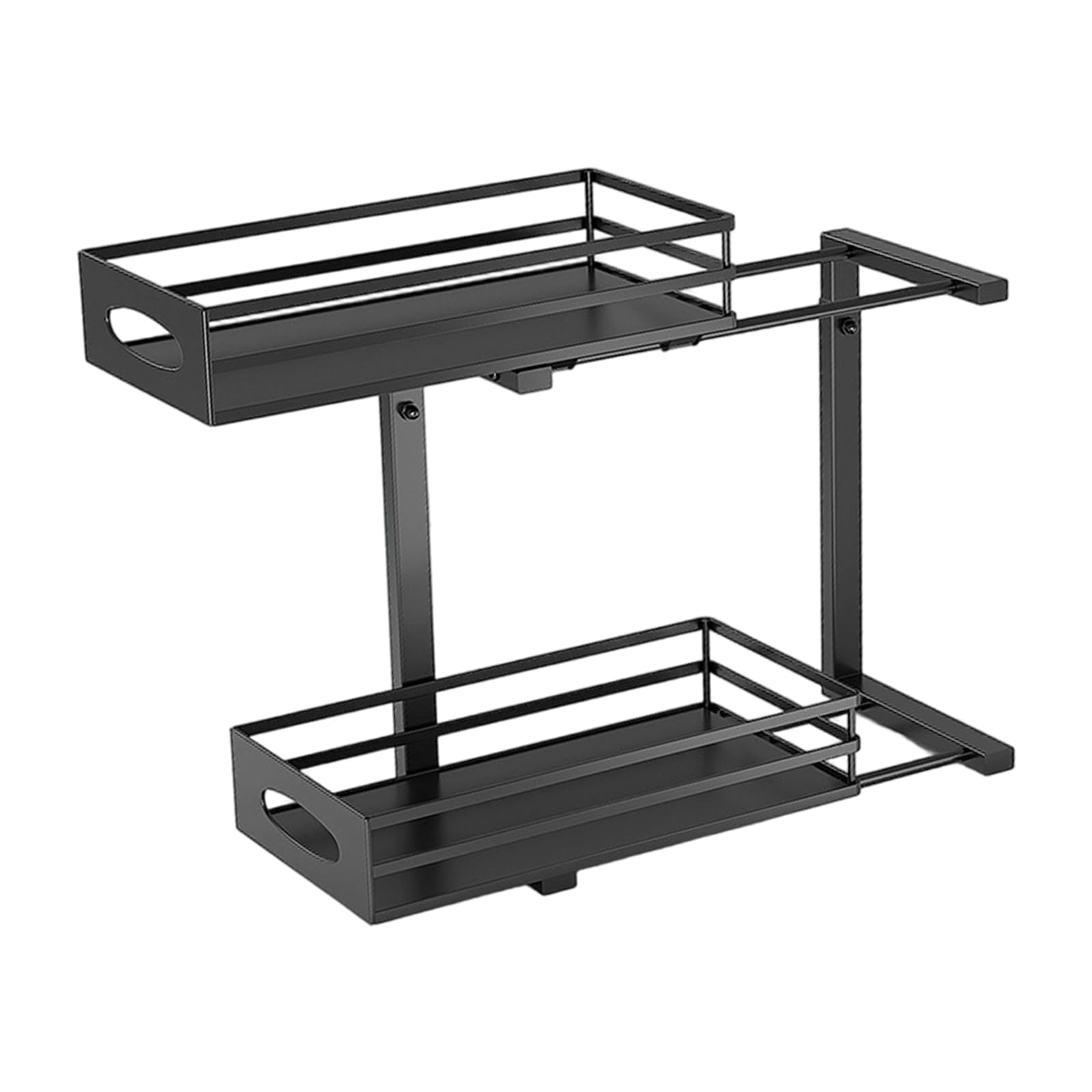 TFAOYS 2 Layer Pull Out Below Counter Storage Shelf Customizable L Shape Design for Kitchen Cabinets Space Saving Solution Space Saving Cabinet Shelf