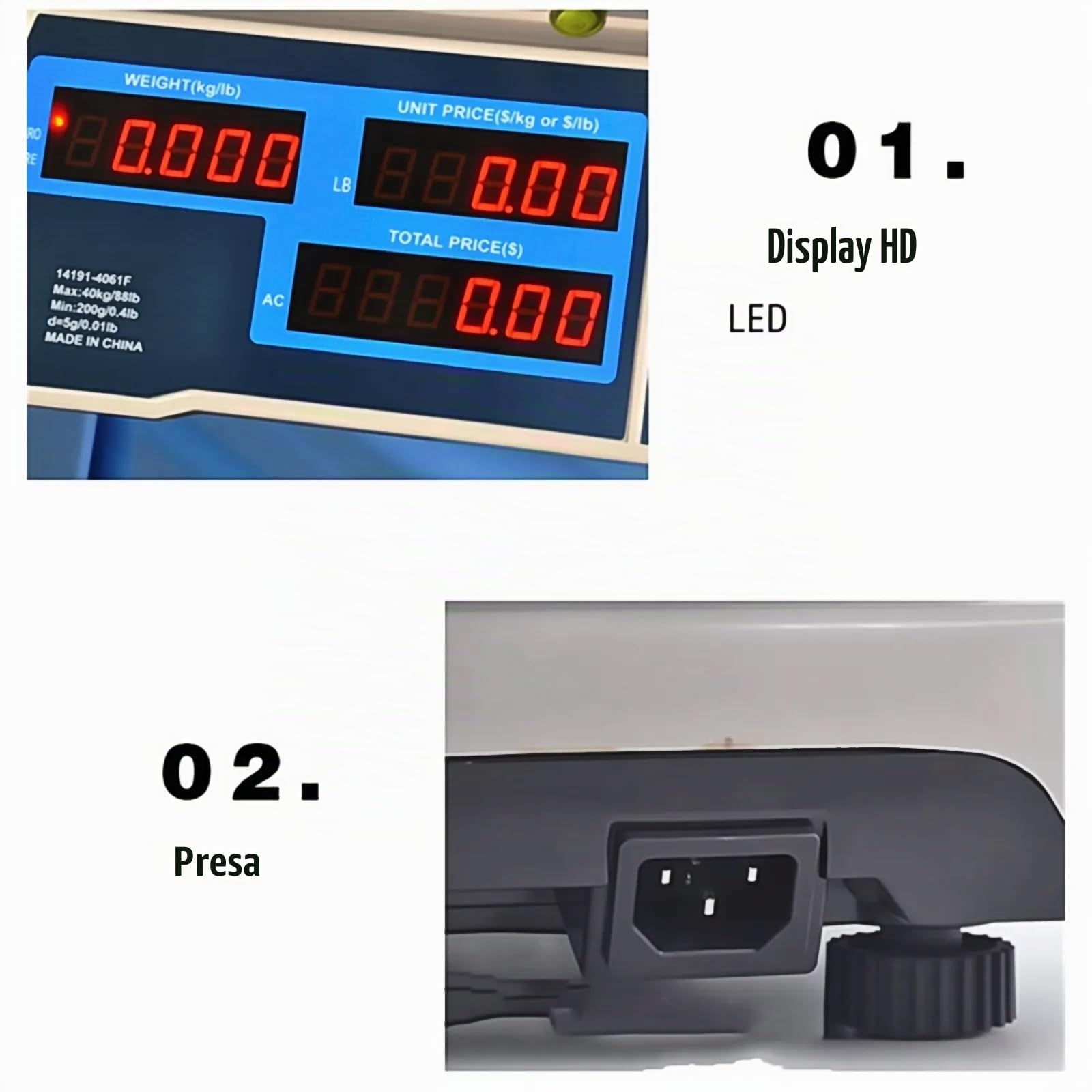 Voltix Bilancia Cucina Digitale 5g a 40kg, Bilancia Professionale per Alimenti con Display LCD, Alta Precisione e Piatto in Acciaio Inox