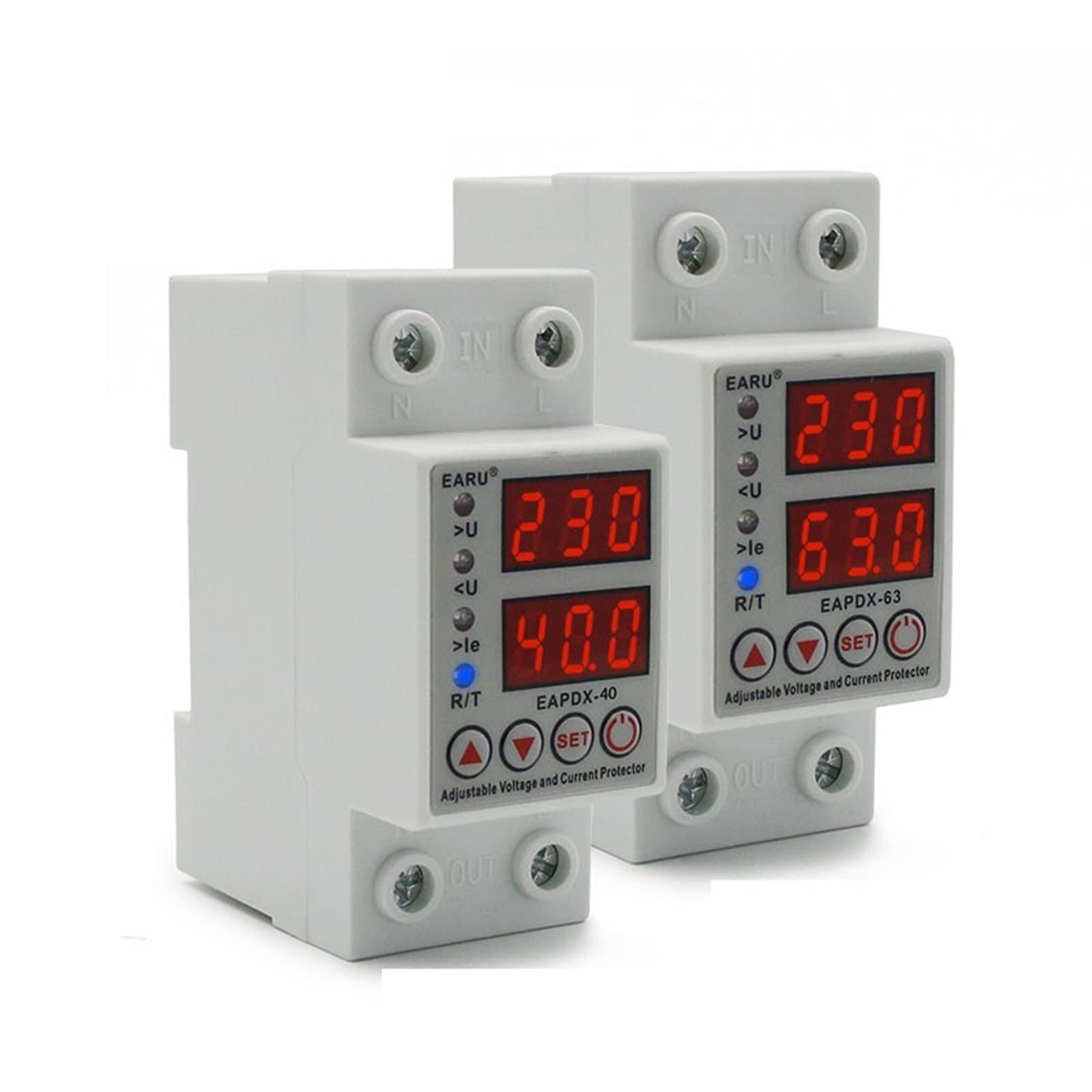 QRUYHBAJU 1Pcs 40A 63A 230V Adjustable Over Voltage and Under Voltage Protective Device Protector Relay Over