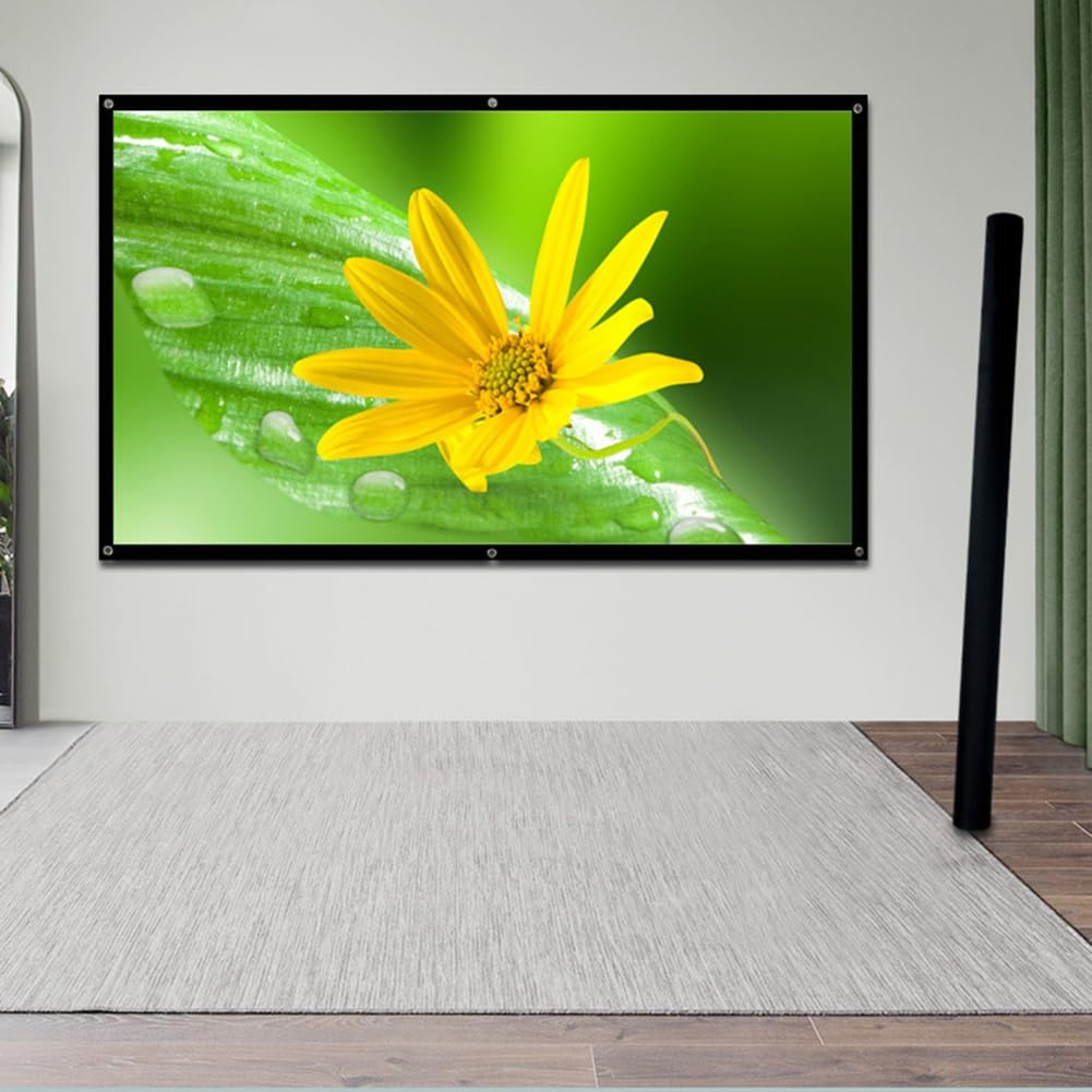 Generico Schermo per Proiettore Portatile, Schermo di Proiezione Antipiega HD 16:9 per Interno ed Esterno, Ufficio, Scuola, Facile da Arrotolare(120inch)