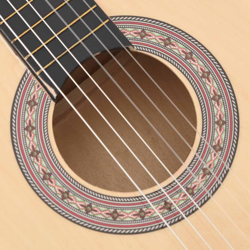 Akustikgitarre 38 Zoll Westerngitarre Set 12-tlg inklusive Tasche Stimmgerät Ständer Kapodaster Plektren für Anfänger Natur