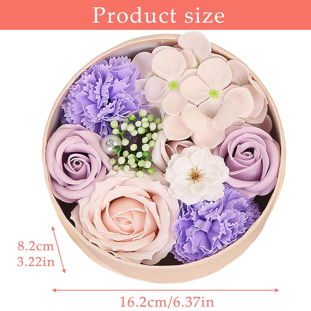 Handgefertigte Violette Seifenrosen im Geschenkkarton – Luxus Seifenblume mit Rosenduft, künstliche Rosenblüte als Badezusatz & Dekoration für Valentinstag, Muttertag, Jahrestag