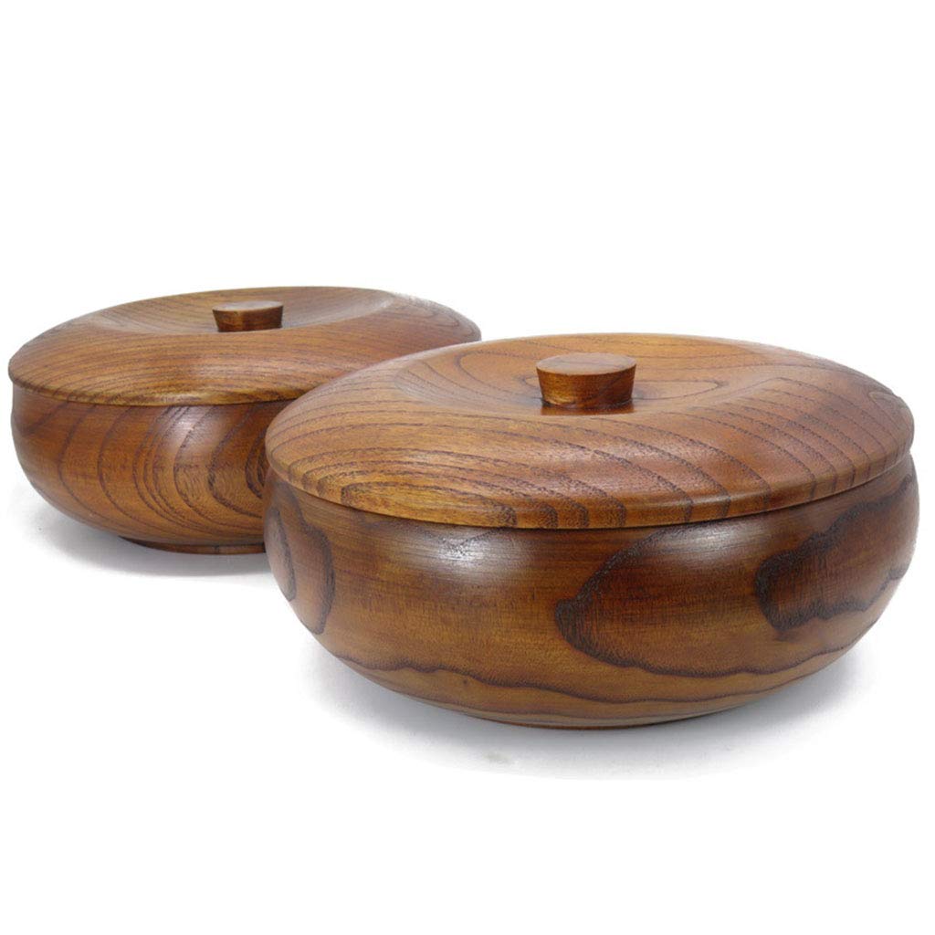 Ensaladera Madera Cuenco Frutero Tazones Aperitivos for Breakfast Serving Decoration con Tapa,15 * 8.5cm