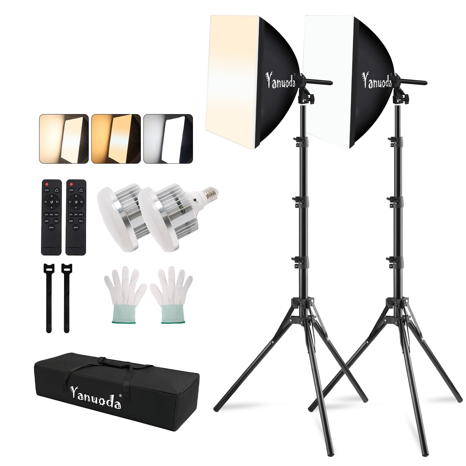 Softbox Fotostudio Set –2 Softbox 40x40cm Fotolicht Dimmbare