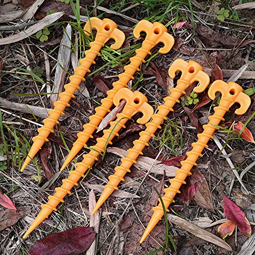 TOPmountain Pinos de barraca de plástico, 10 peças de prego de barraca em espiral durável, estacas d