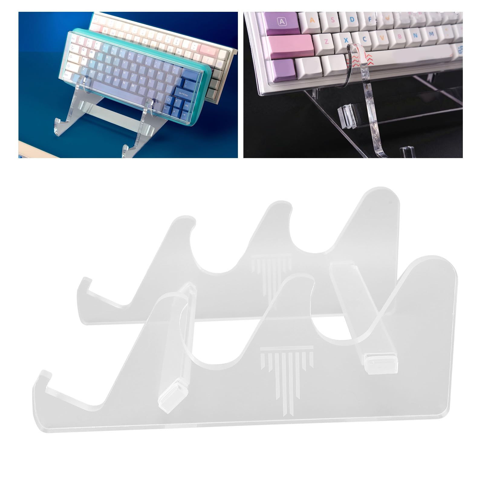 Acrylic Keyboard Display Stand, 3- Tier Mechanical Keyboard Display Holder, Desktop Clear Keyboard Rack Computer Keyboard Storage Shelf for Desk, Keyboards Storage Holder Tray