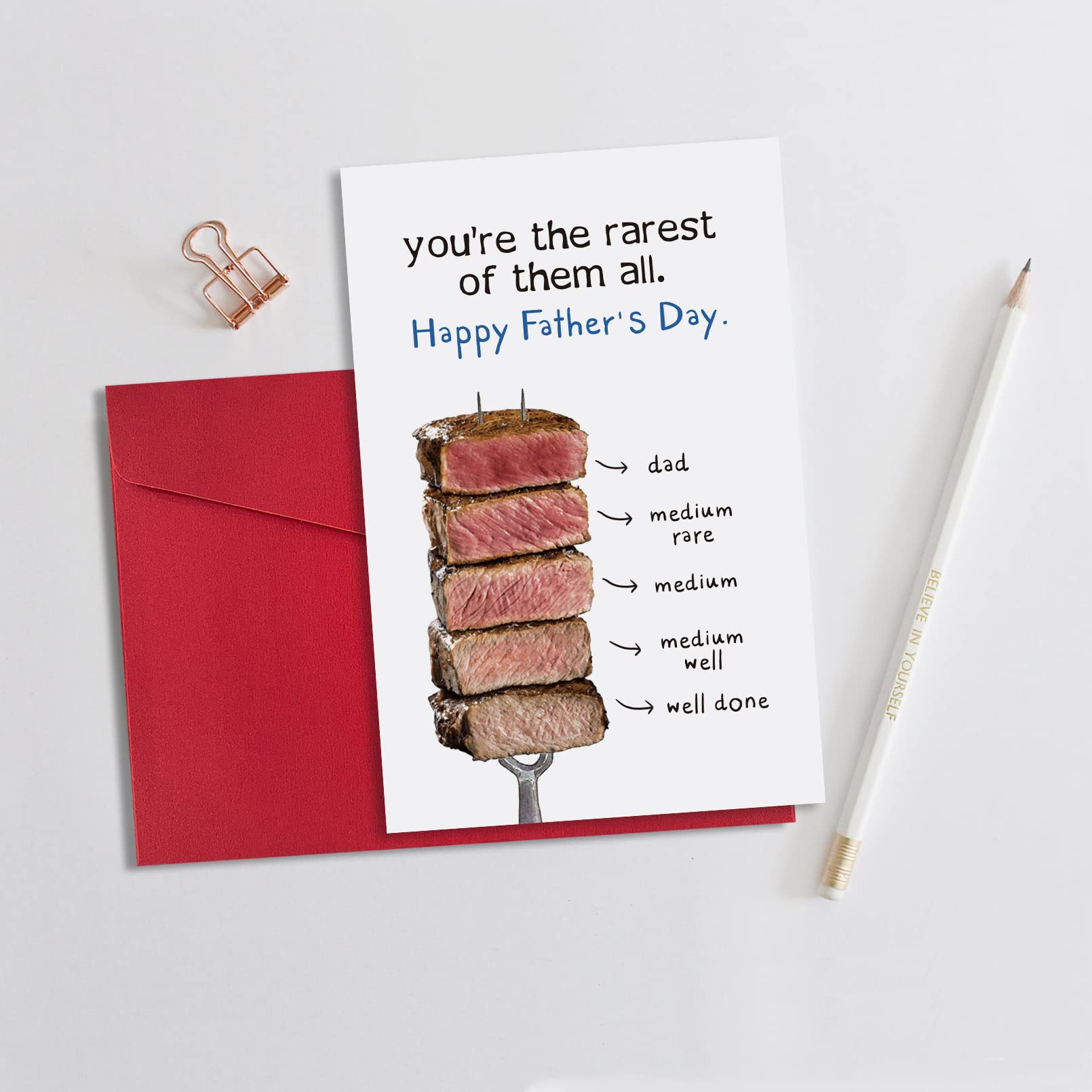 Funny Father's Day Steak Card, Cute Fathers Day Card Gift for Dad, You Are  the Rarest of Them All : Amazon.co.uk: Stationery & Office Supplies