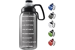 64oz Water Bottle with Straw, Motivational Half Gallon Water Bottles with Time Markings to Drink