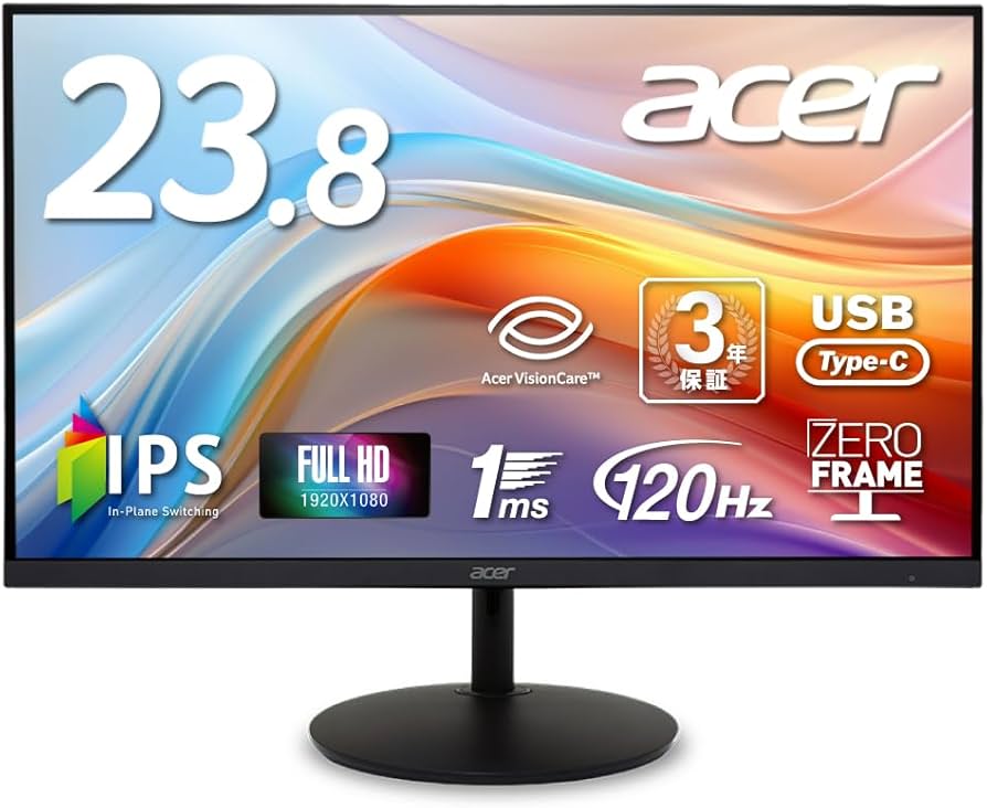 Amazon.co.jp: Acer モニター 23.8インチ フルHD 非光沢 IPS 120Hz 1ms