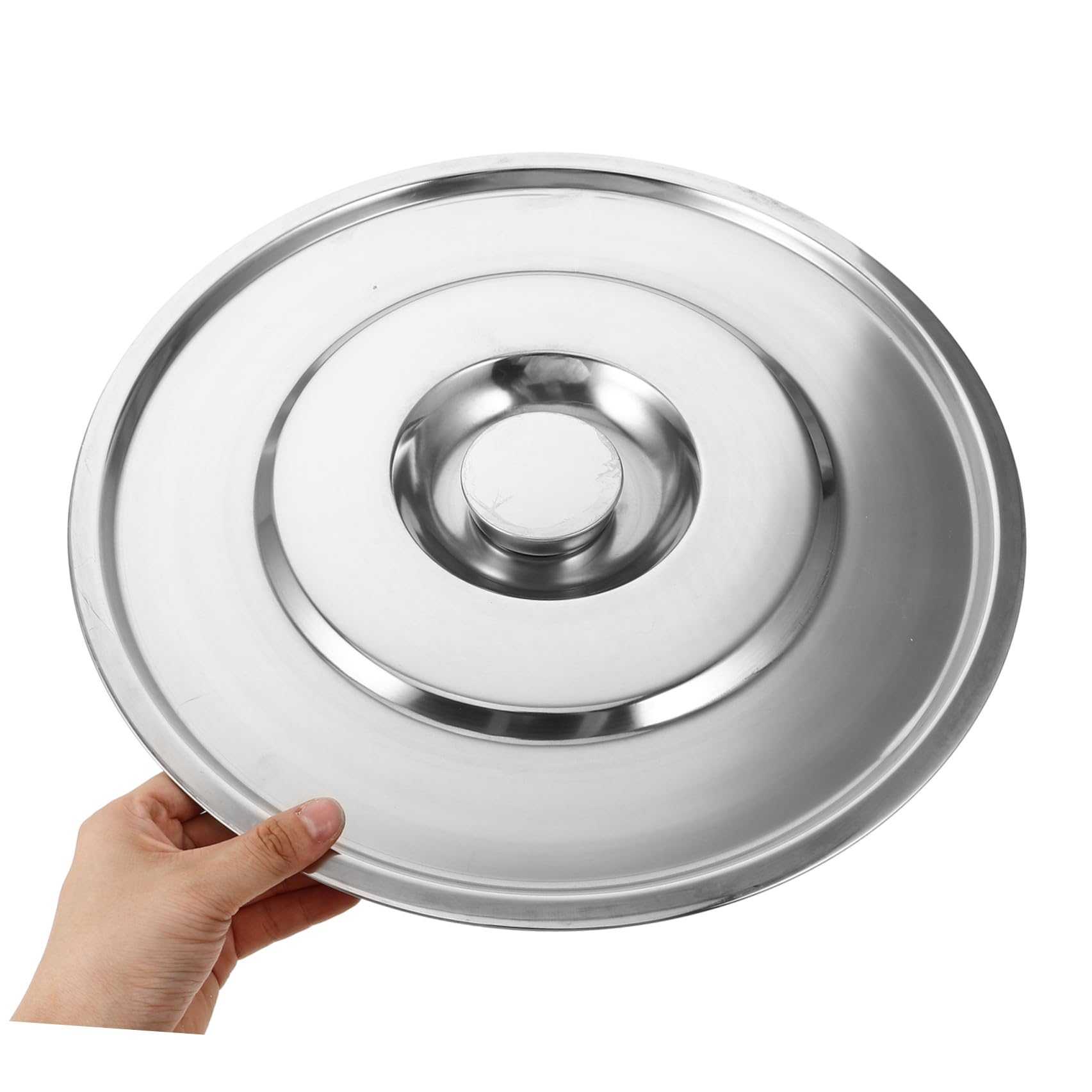 Generico 2 Pezzi Coperchio in Acciaio Inossidabile Spesso con Manico, Compatibile con Pentole, Resistente, per Cucina Domestica e Professionale, Colore Argento
