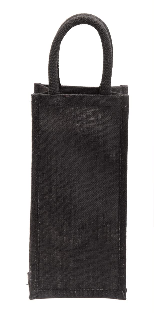 H&B Jute Water Bottle Bag - Gift or Wine Bottle Carry Bag/Cover (Black)-image-36