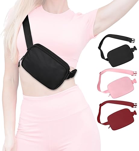 Riñonera negra con correa ajustable, para correr, hacer ejercicio, senderismo, Negro -, Almacenamiento