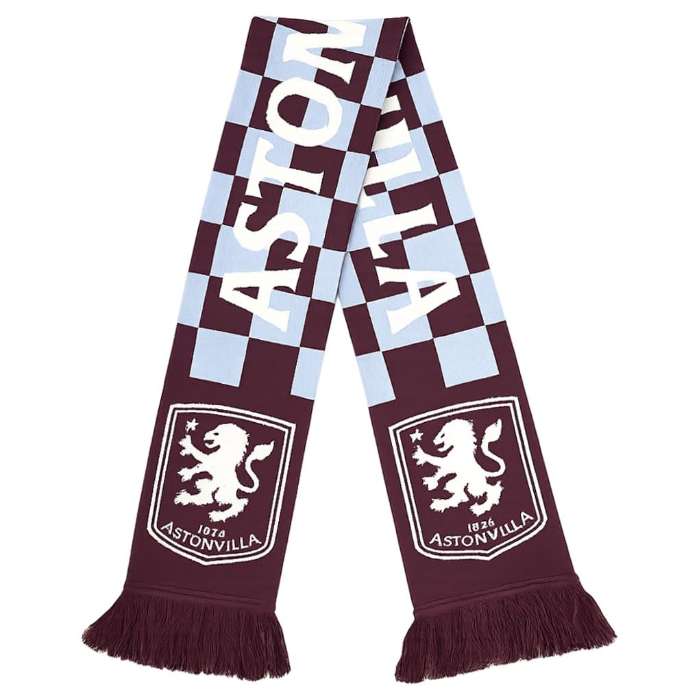 Hy-Pro Officially Licensed Aston Villa F.C Scarf - Checked Design, Supporters' Scarf with Iconic Club Branding