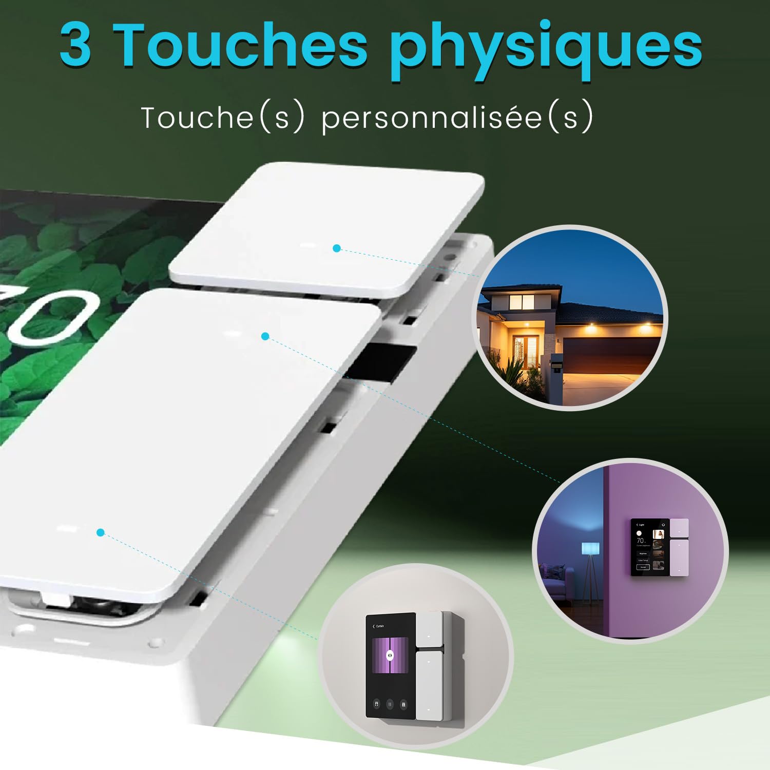 TONGOU Panneau de contrôle Smart Life pour commutateur WLAN 3,5", compatible avec Alexa