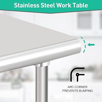 Stainless Steel Work Table 72 x 30 inch - NSF Commercial Heavy Duty Table for Prep & Work, Undershelf for Extra Storage, Ideal for Restaurant, Home, Patio
