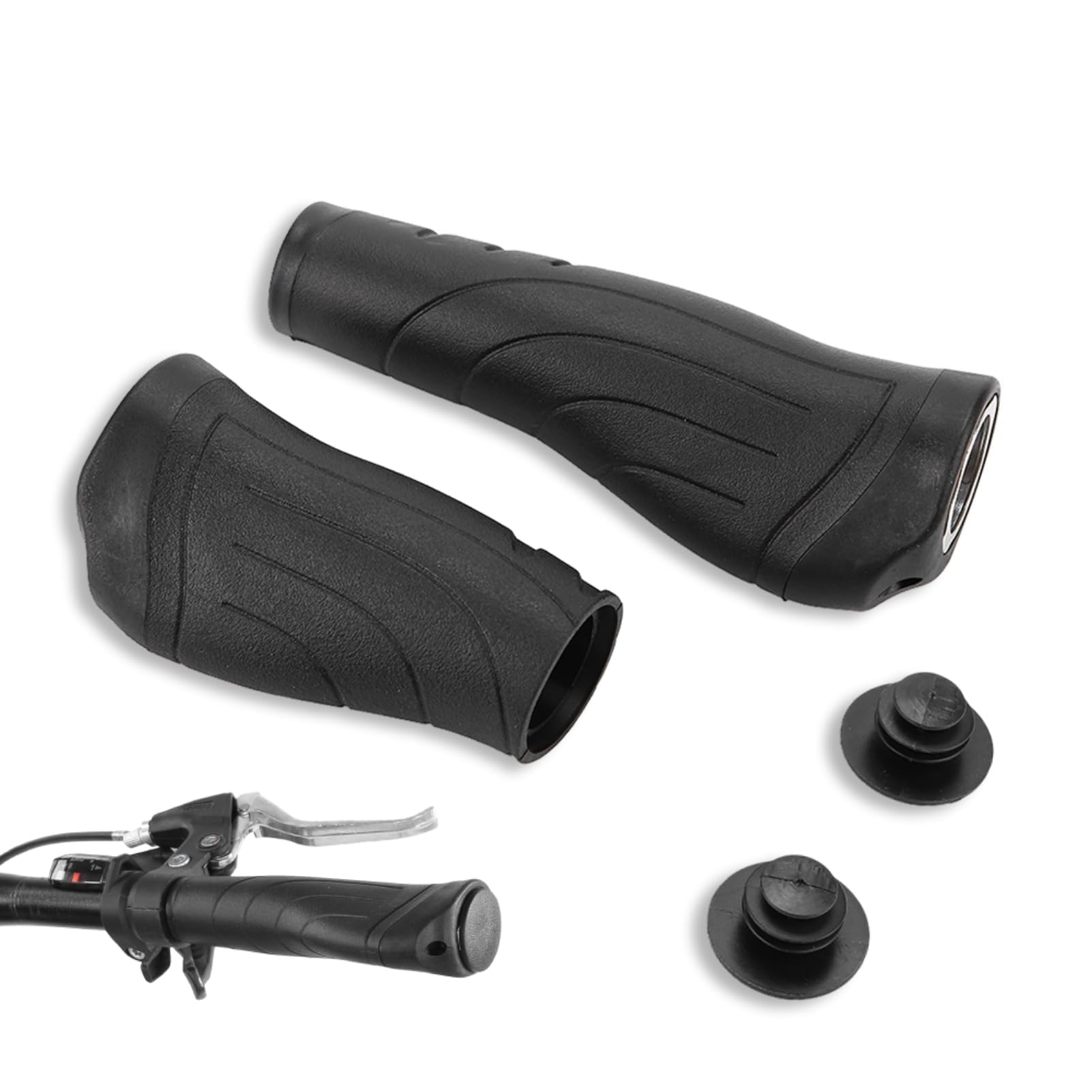 Fahrradgriffe, 14cm+9cm Ergonomisch Kurz und Lang Lenkergriff Mountainbike Griffe Rutschfester Gummi Handlebar Schwarz Fahrrad Griffe Drehgriff für 22,2mm Fahrradlenker MTB Scooter Rennrad E-Bike Sport & Freizeit
