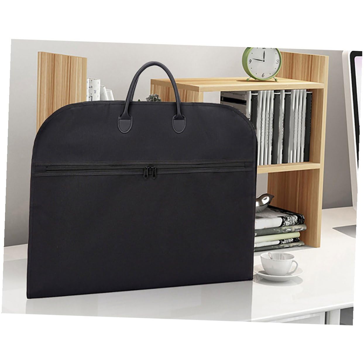 GALPADA Borsa Porta Abiti Portatile Oxford Nero Pieghevole e Traspirante per Viaggi e Conservazione Custodia per Smoking Giacche e Uniformi senza Cerniera Facile da Trasportare in