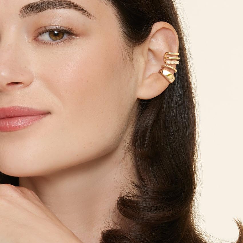 Gold Ear Cuff Earrings for Women Non Piercing, 14K Gold Plated Ear Cuffs Non Piercing, Clip-On Cartilage Earring, Fake Earrings For Women2