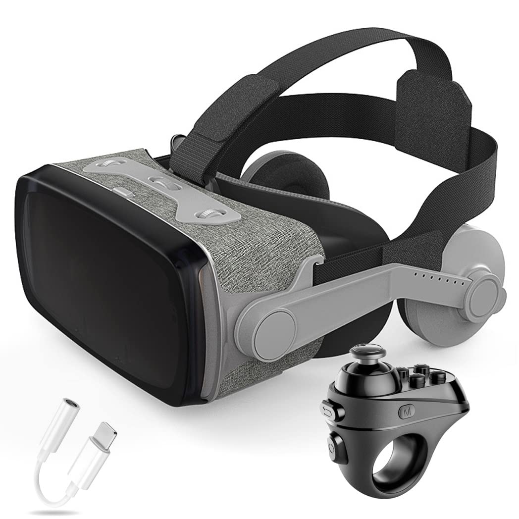 Gafas de Realidad Virtual, 3D VR Gafas con Controlador Bluetooth para Juegos Visión Panorámico VR Glasses para iPhone 13 Pro Max/13 Pro/13/12/11, para Samsung Galaxy S21, Huawei, Xiaomi