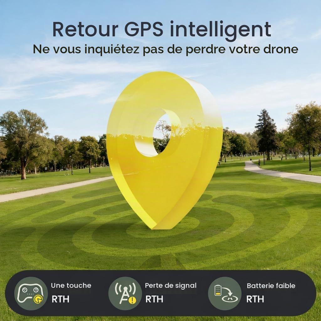 Holy Stone Drone GPS avec caméra 4K EIS pour adultes, quadrocoptère HS175G RC avec 60 min de temps de vol, Follow Me, moteur sans balais, vol circulaire, drones pour débutants de moins de 249 g