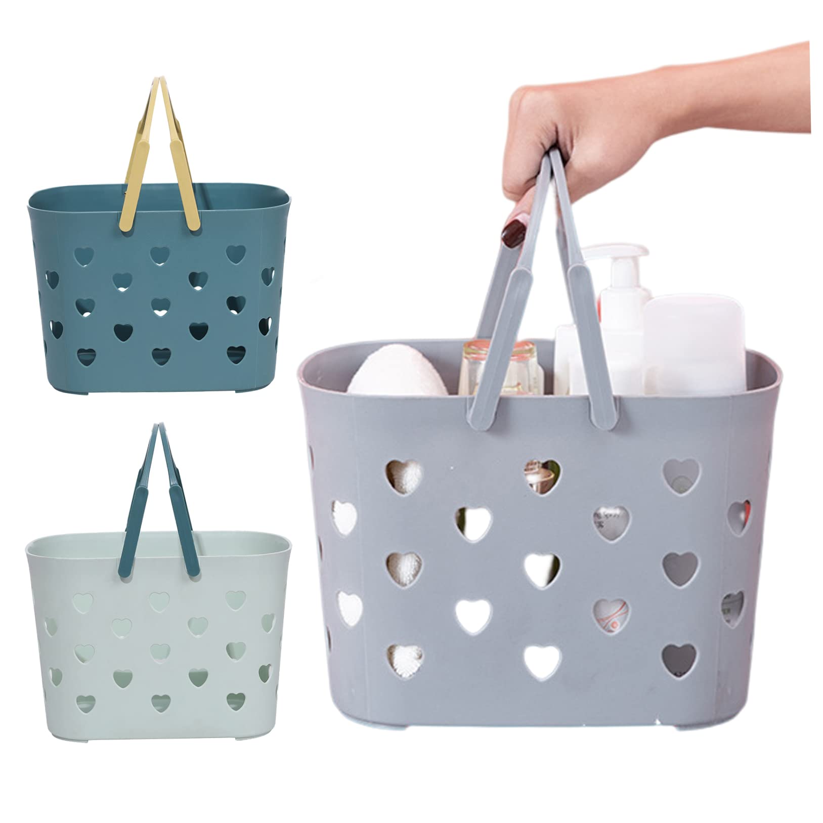 CNAFGBGG Shower Caddy Basket Drainage Toiletry Organizer Bin 3Pcs Bathroom Storage Baskets with Handles for College Dorm Gym Kitchen.