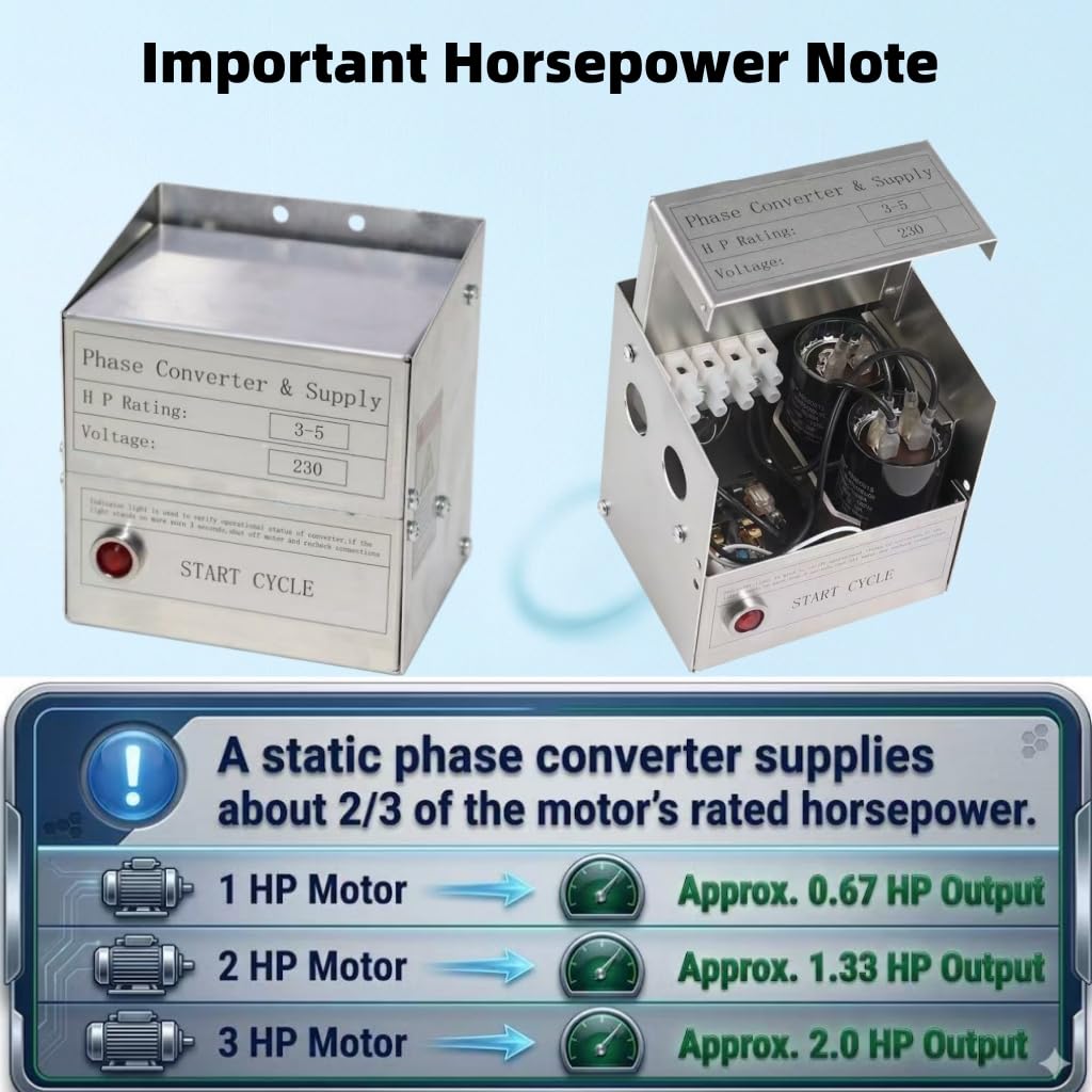 SCM03 1–3 HP Static Phase Converter, Single to 3 Phase Power Fit for Mill, Drill, Lathe & Saw