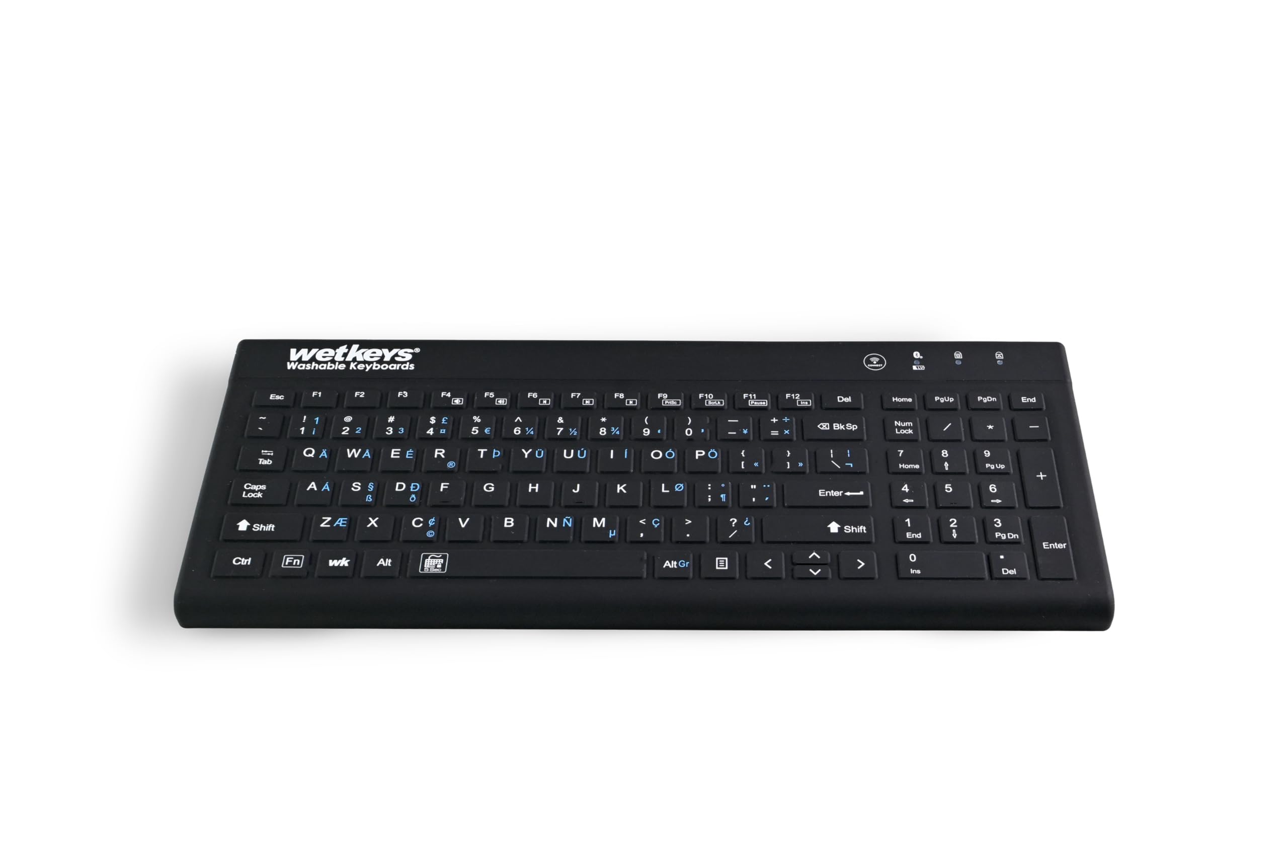 Photo 1 of WetKeys 'Blue Connect' Professional-Grade Rigid Silicone Waterproof Wireless Bluetooth®; Keyboard with ON/Off Switch (BT) (Black) | KBWKRBT99Si-BK