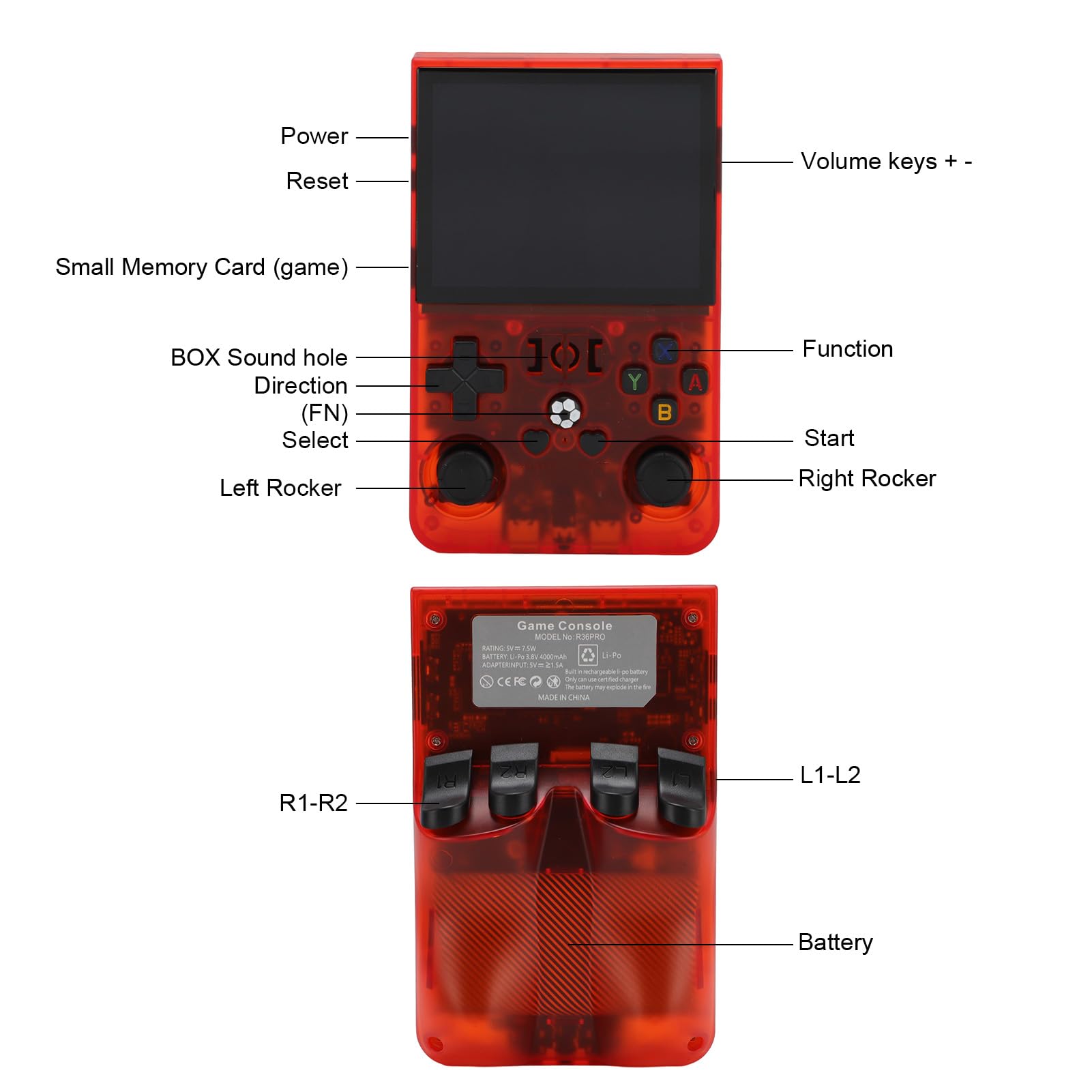 Przenośna Konsola do Gier Wideo, Przenośna Konsola do Gier z 3,5-calowym Ekranem IPS, Układ RK3326, Bateria 4000mAh do Gier w Podróży, Konsola Retro do Gier 2D i 3D (128GB)