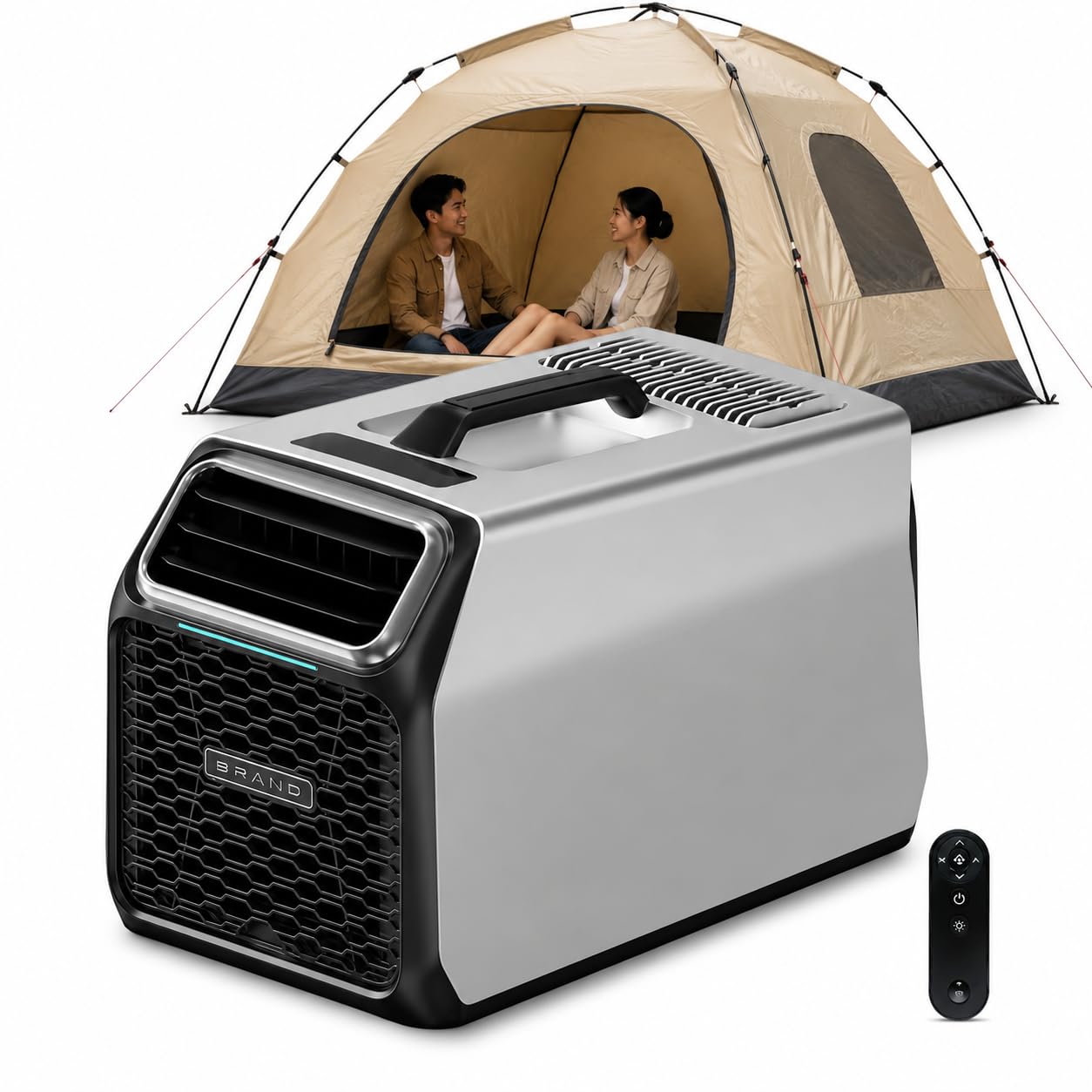 DIUNAOZI Camping Air Conditioner, 3500 BTU Portable AC with True Compressor Cooling, Built-in Dehumidifier, Remote Control,Quiet 51dB, Portable Air Conditioner for RV,Tent,Picnics,Small Spaces Gray