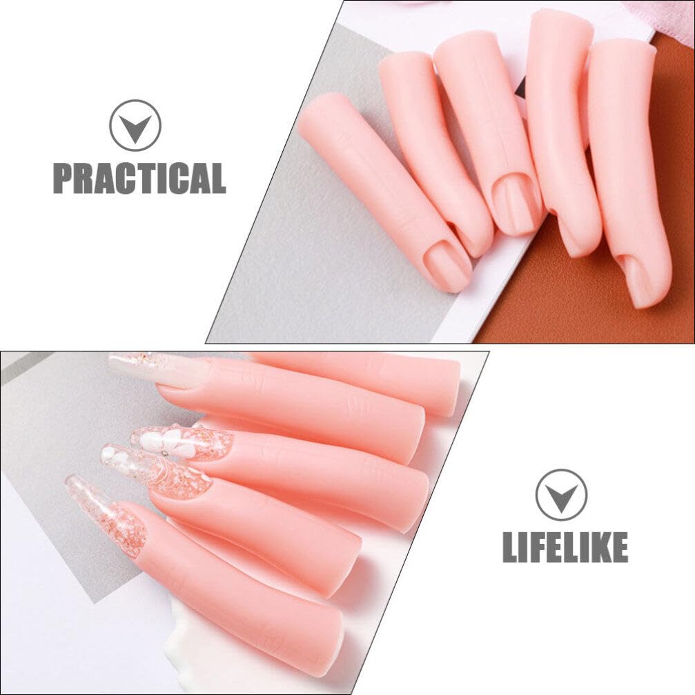 Mipcase 5pcs Manicure Silicone Finger Models Acrylic Practice Finger Acrylic Finger Practice Silicone Practice Finger Fake Fingers Nail