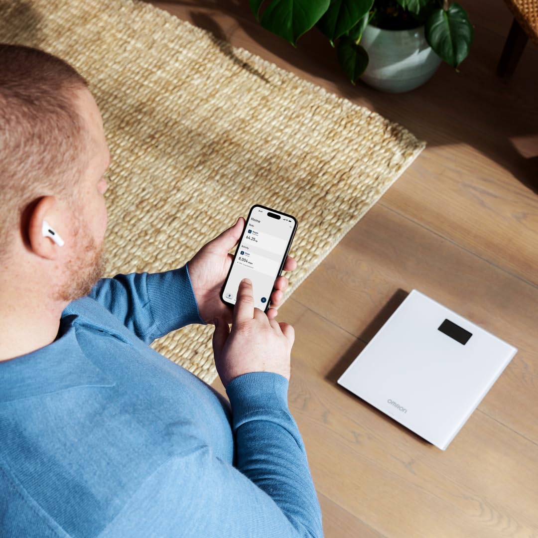 OMRON HN300T2 Intelli IT Bilancia smart con Bluetooth | Bilancia corporea per peso e BMI, con app OMRON Connect per smartphone per monitorare i progressi