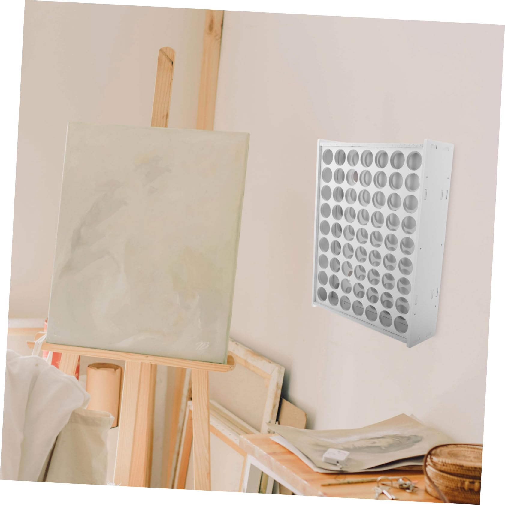 Organizzatore Verticale per Vernici Artigianali da Parete, Plastica Bianca, Design Minimale, Facile da Installare, per Casa e Laboratorio