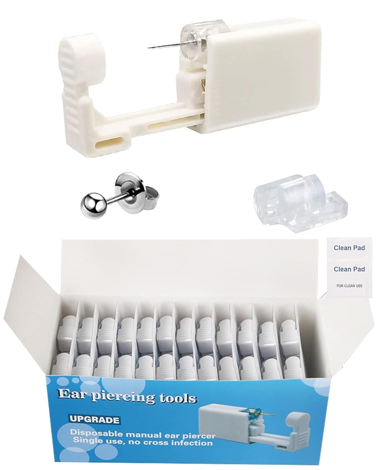Ear Piercing Gun Kit Including 24Pcs Self Ear Piercing