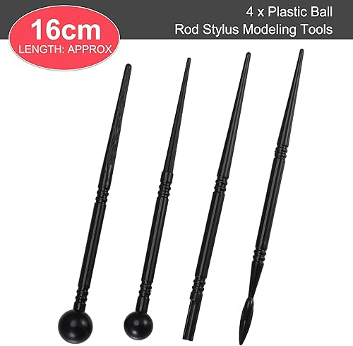 Miniatura 2 de uxcell Juego de 4 herramientas de escultura de arcilla polimérica, juego de modelado de lápiz óptico de varilla de bola, plástico para escultura de