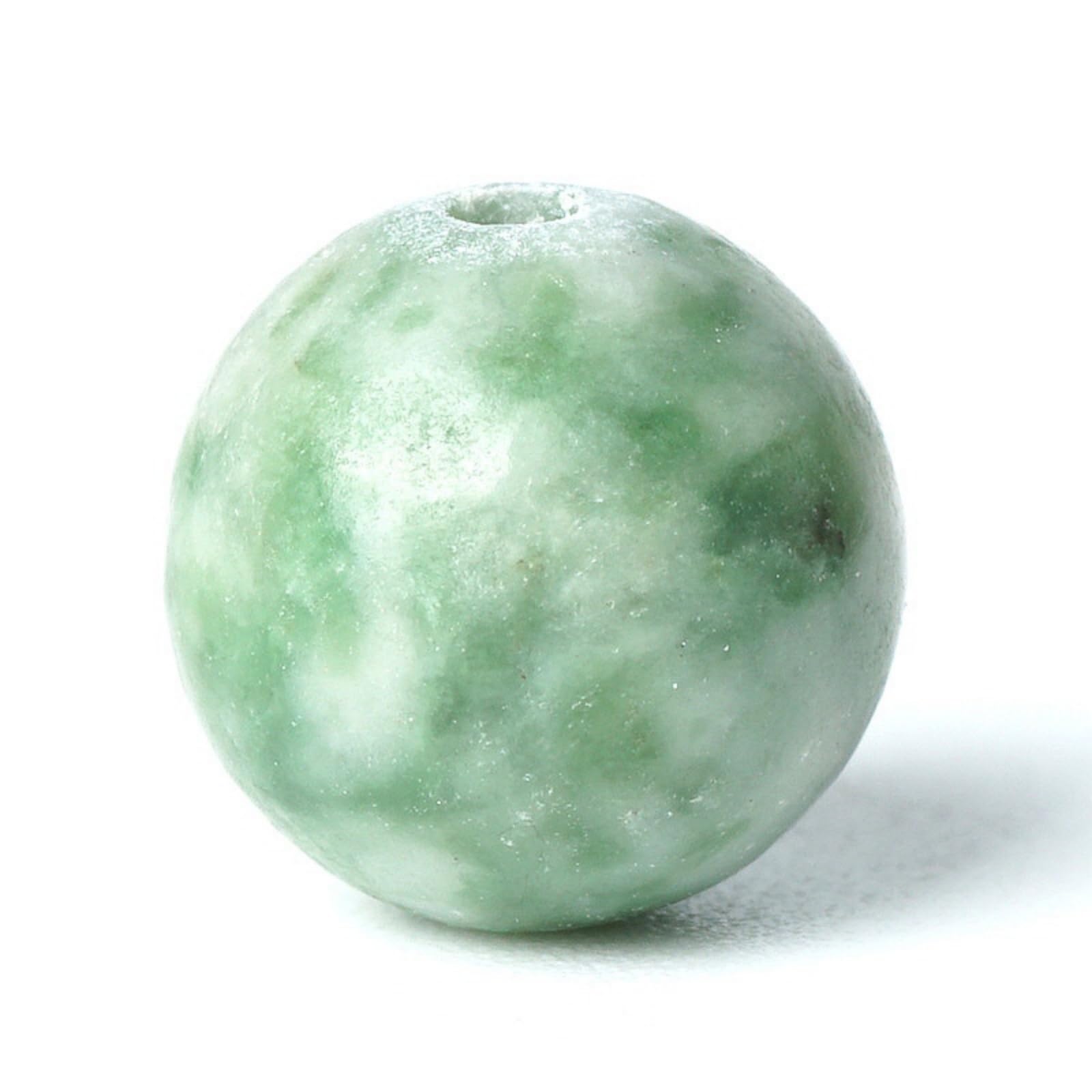 100Pcs Natural Stone Beads 8mm Green Spot Stone Round Loose Gemstone Energy Healing Beads Hole Size 1mm DIY Smooth Beads for Bracelet Necklace Earrings Jewelry Making — image 1