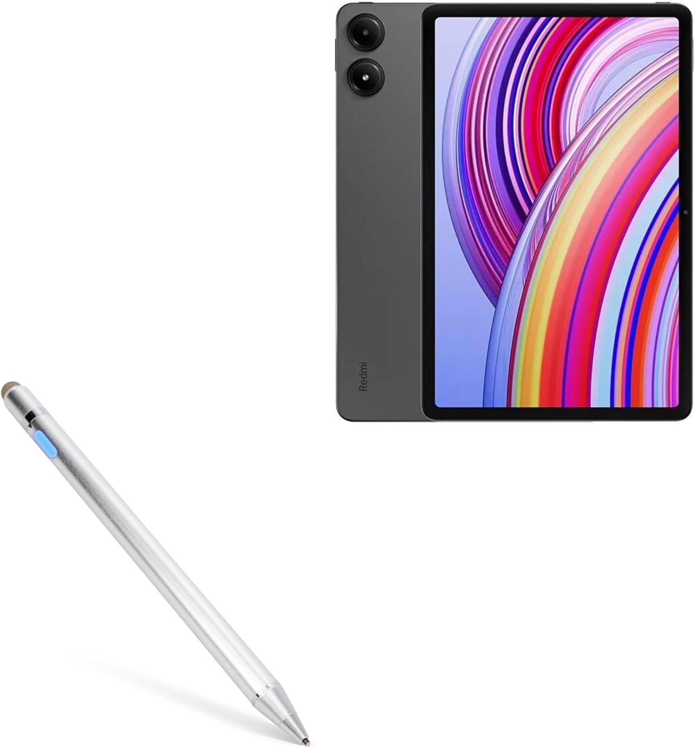 BoxWave Stylus Pen Compatible with Xiaomi Redmi Pad Pro 5G - AccuPoint Active Stylus, Electronic Stylus with Ultra Fine Tip - Metallic Silver