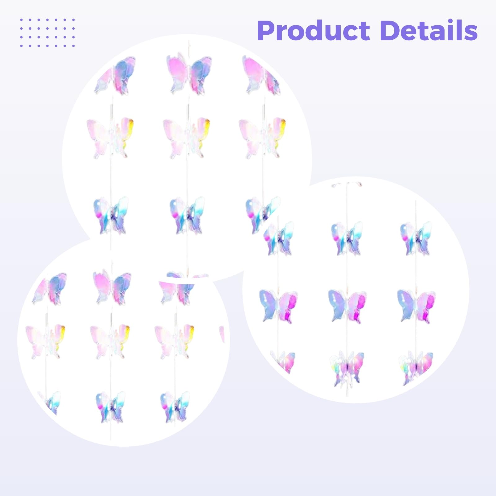 8 STK. 3D Schmetterlings-Hängedekoration, 24 STK. Bunte irisierende Schmetterlinge 12 cm, Lange Papier-Hängeschnüre für Baby Shower, Party und Baby- und Kinderzimmer