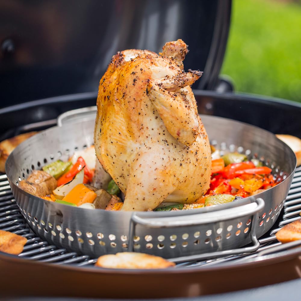 Weber Support à volaille en Acier Inoxydable pour Gourmet BBQ System/Cuisson juteuse du Poulet ou de la Dinde, Compatible Lave-Vaisselle – Argent (8838)