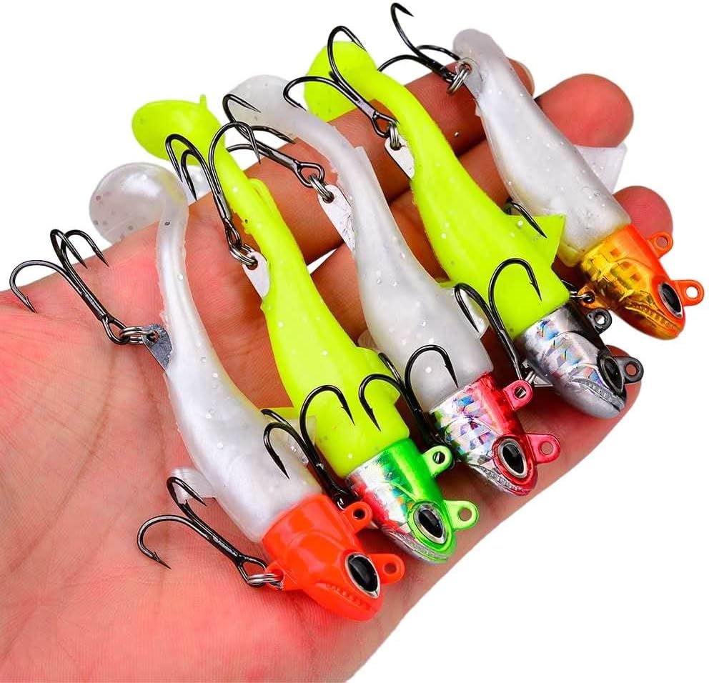 PVC シャッド ソフトベイト ジグヘッド付き (4サイズ 夜光オプション)