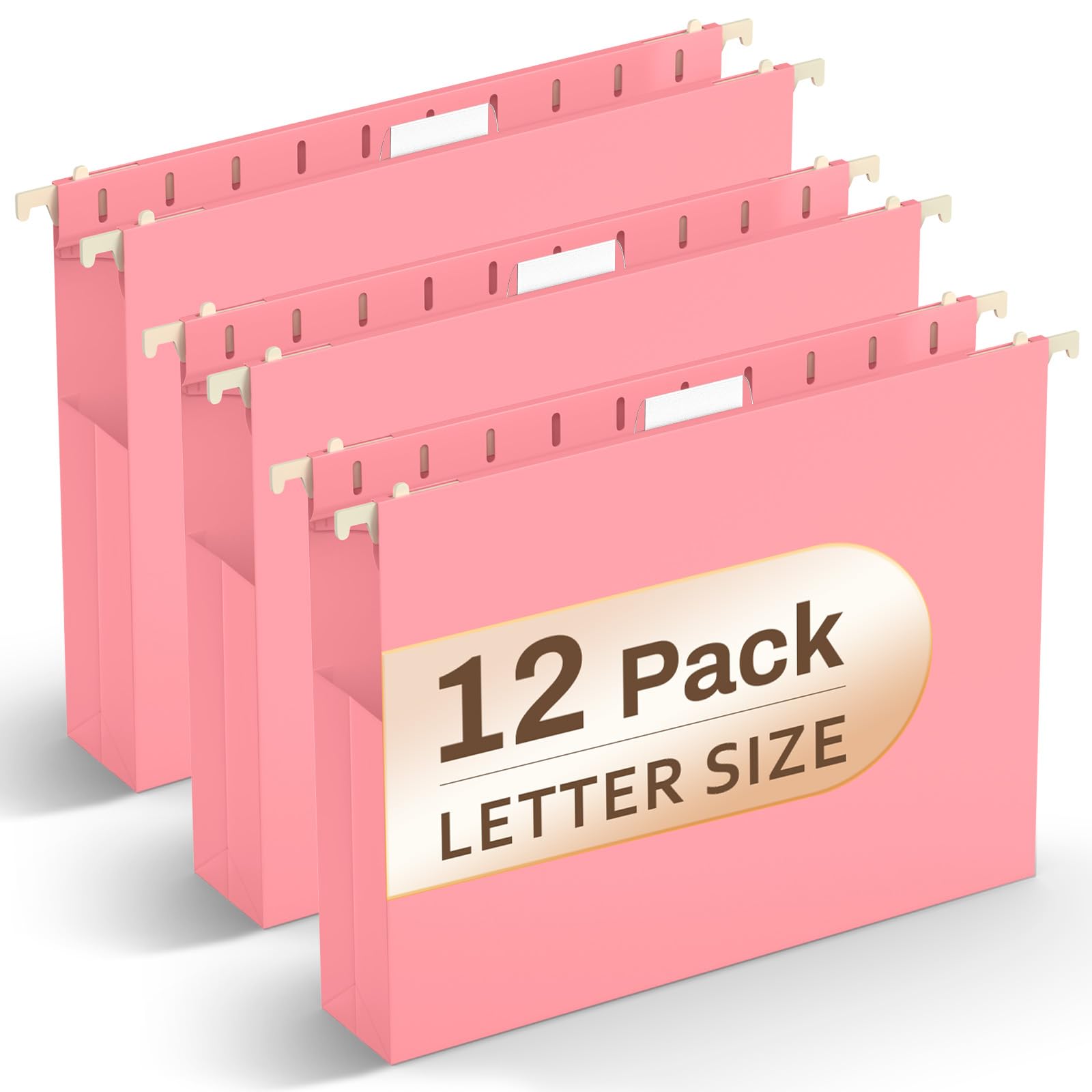 Photo 1 of ** only two ** Pnettco Hanging File Folders Letter Size, Hanging Files Folders Pink for Filing Cabinet,12 Pack Plastic Hanging Folder, Extra Capacity Pockets, Heavy Duty Hang Folder with 1/5-Cut Tabs, Coral Pink