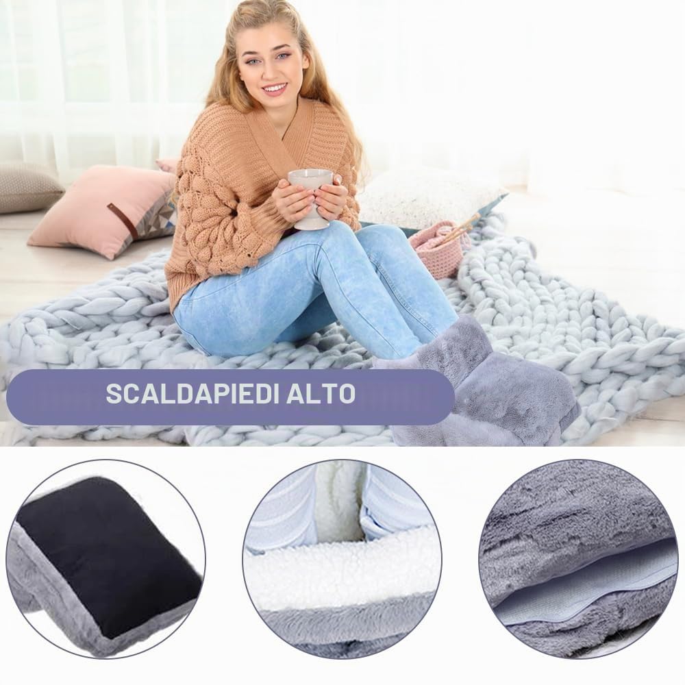 Scaldapiedi Elettrico Con Rivestimento Interno Lavabile, 5V Peluche Con 3 Livelli di Riscaldamento per Donne Uomini Anziani