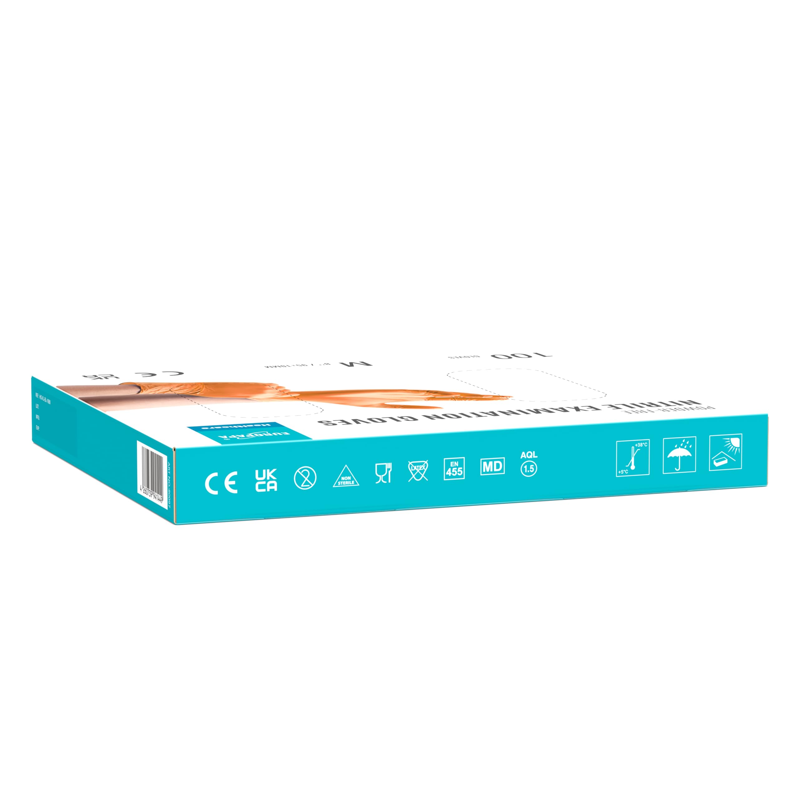 EUROPAPA® 2000 Stück (20x100) Nitrilhandschuhe Box Einweghandschuhe, Einmalhandschuhe, Untersuchungshandschuhe, puderfrei, ohne Latex, unsteril, latexfrei, disposible gloves (M, Orange)