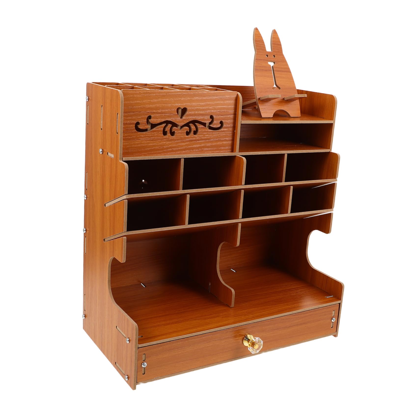 DOITOOL Caja De Almacenamiento De Papelería De Madera Portalápices De Madera Con Múltiples Compartimentos Organizador De Escritorio Para Oficina Para Bolígrafos y Artículos De Papelería