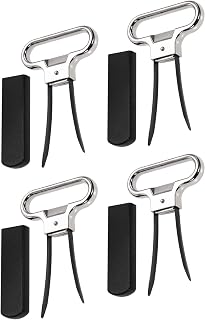 Eyes.sys 4 Pcs Two-Prong/2 Pronged Steel Vintage Wine Bottle Opener No Corkscrew 2 in 1 Cork Puller for Old Corks with Cover Champagne Kitchen Bar Corkscrew