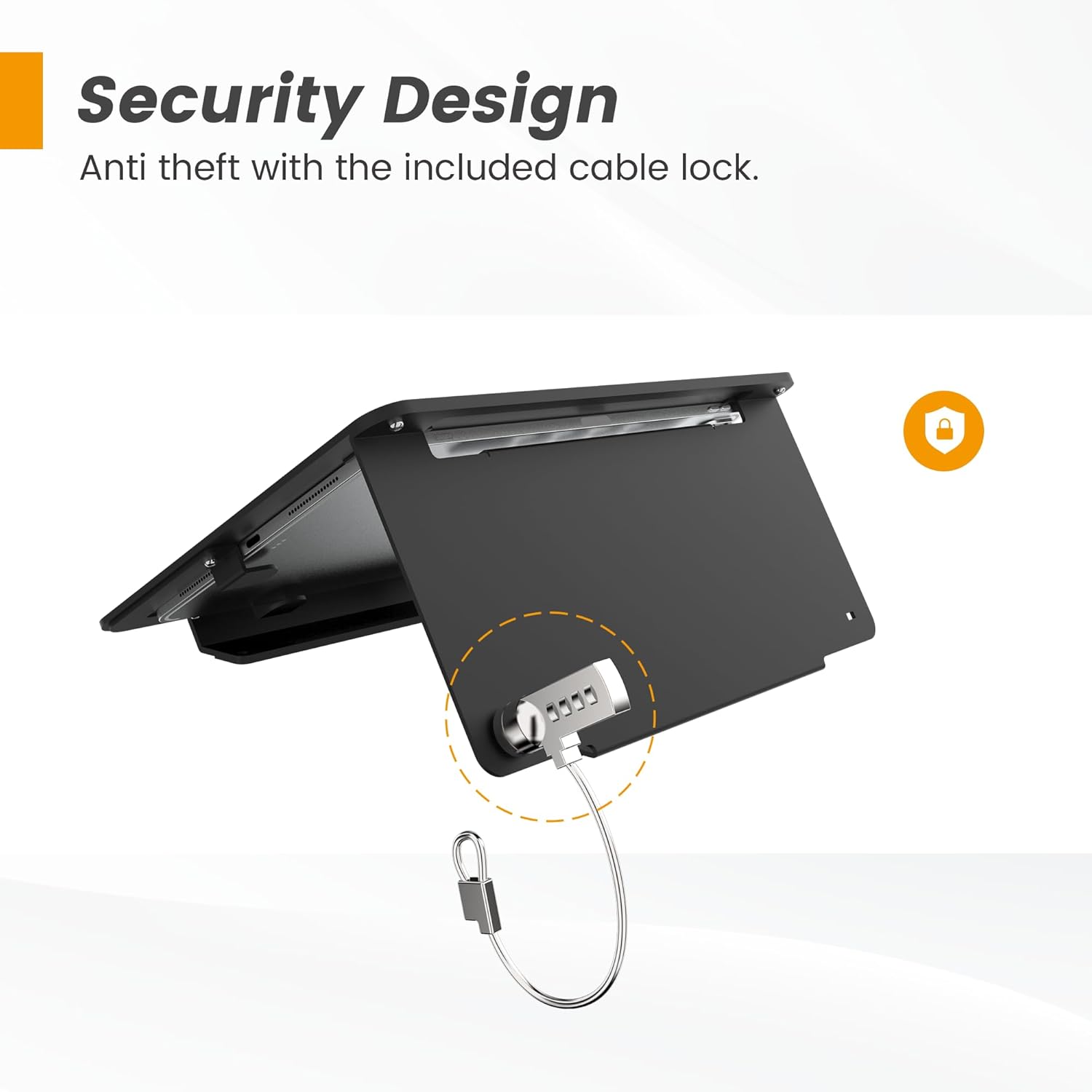 Tablet Desk Stand, All Metal 30° Ergonomic with Security Cable Lock for Office, POS Counter, Reception - Compatible with iPad 10th (10.9"), Pro 11", Air 4/5, Air 11"(M2/M3/M4), iPad 11"(A16)