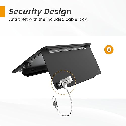 Miniatura 8 de Soporte de escritorio para tableta, todo de metal ergonómico de 30 con bloqueo de cable de seguridad para oficina, mostrador de puntos de venta,