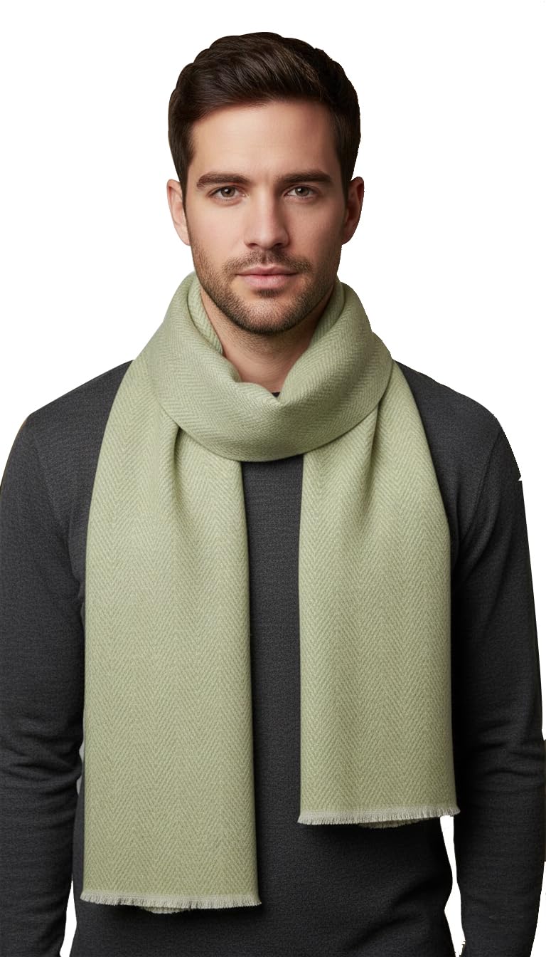 Men’s Woolen Muffler | Soft & Warm Winter Scarf | Elegant Zig Zag Striped Pattern Design Stole for Men (Light Beige)-image-39