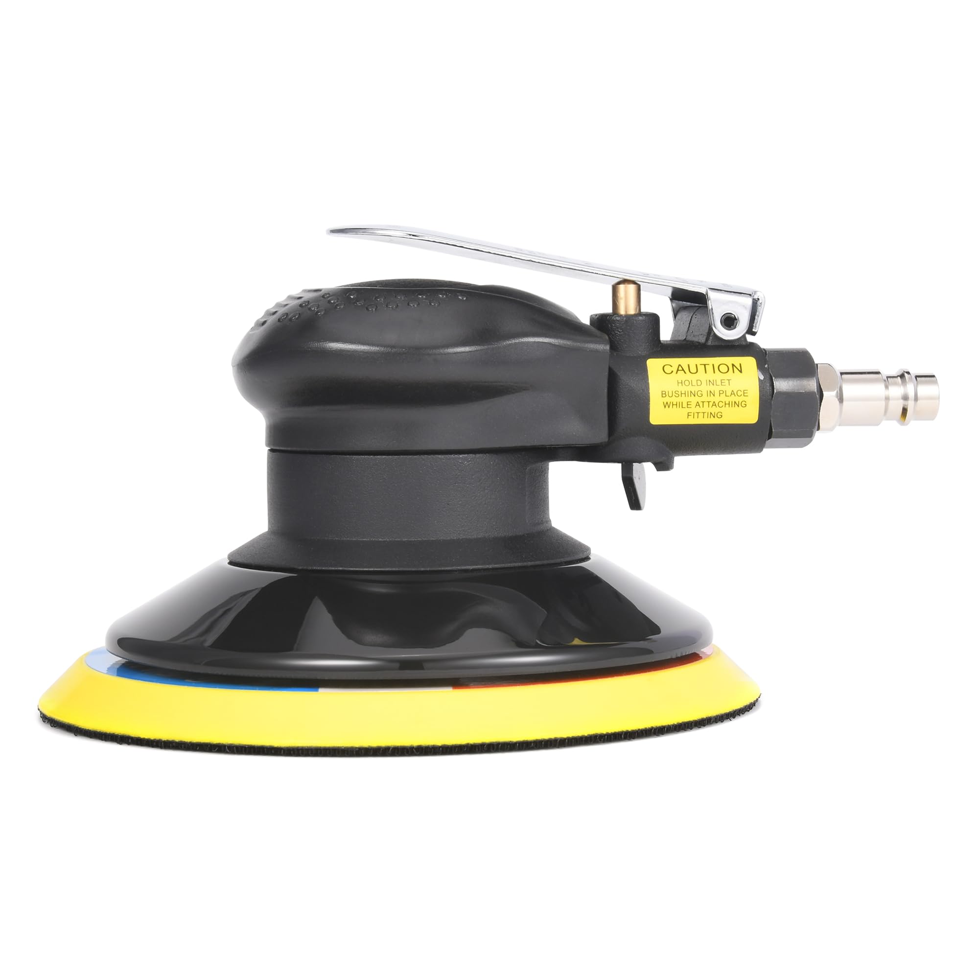 Professional Air Random Orbital Sander, 6-Inch Pneumatic Dual Action Palm Sander/Polisher, 10,000 RPM Variable Speed with Hook & Loop Pad for Auto Body, Woodworking & Metal (Black, 150mm)